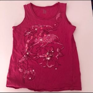Girls Pink Summer Sparkly Tank Top